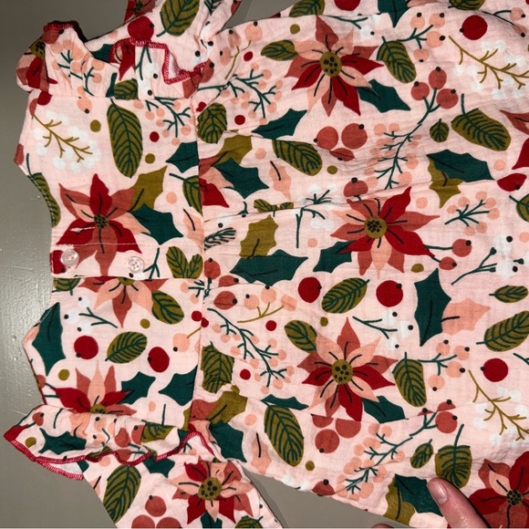 Mud Pie Baby Girls Floral Pink Poinsettia Tunic 6 -9 Months NWT Holiday - Picture 3 of 6
